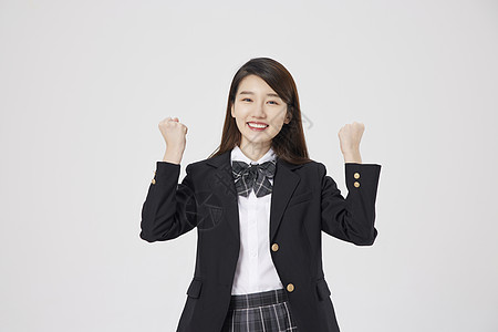 清纯可爱美女大学生双手加油图片素材