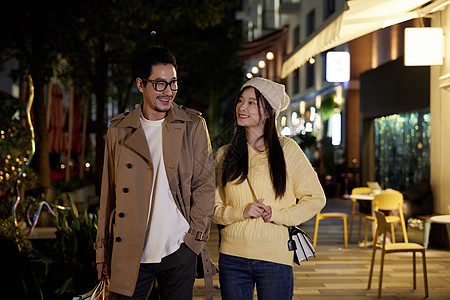 冬天爱情夜晚冬季青年男女相亲约会背景