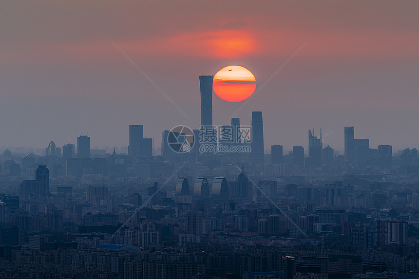 北京国贸的日出图片