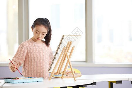 少儿艺术小女孩课外学习美术绘画背景