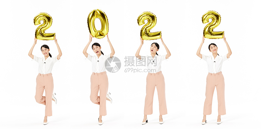 年轻美女2022跨年概念图片