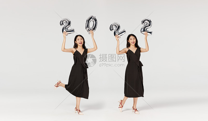 青年美女2022跨年概念图片