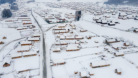 新疆喀纳斯雪景航拍背景图片