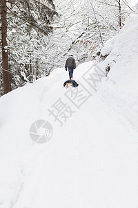 在雪地拉橇的人图片