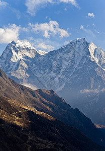 山谷和远处的雪山图片