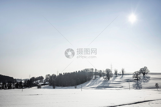 德国巴伐利亚冬日雪景风光图片