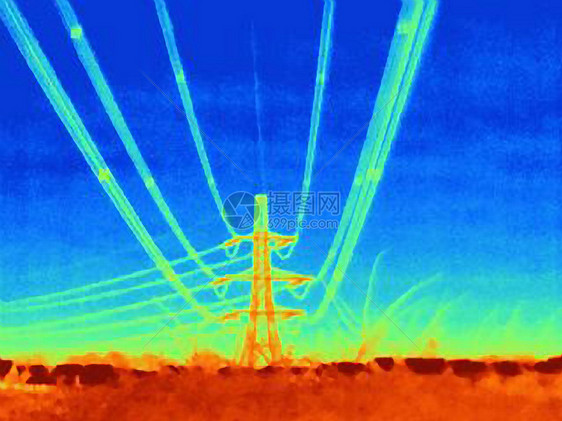 热成像电源线和电气塔图片
