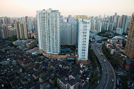 上海公寓楼俯视角度背景图片