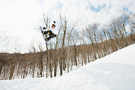 滑雪运动员在中空跳雪图片