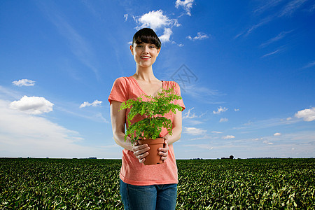 田间青年妇女种植图片