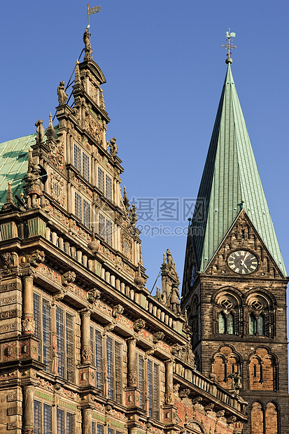 德国不来梅大教堂和市政厅图片