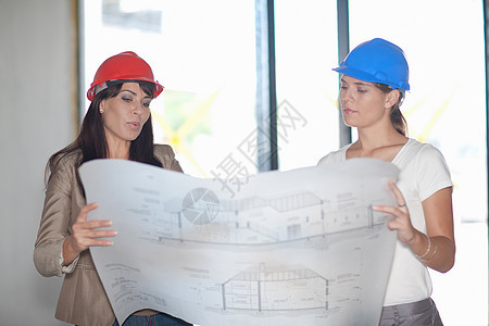 建筑师和项目经理展望蓝图图片
