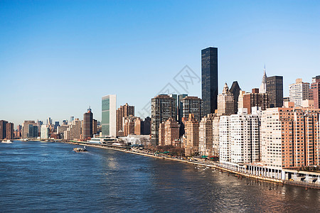 美国纽约市哈德逊河沿岸的摩天大楼和建筑图片