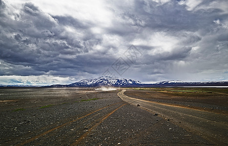 冰岛第35号路贫瘠地貌的泥土田径图片