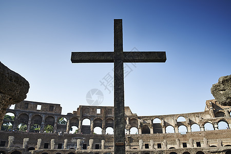 意大利罗马十字架和斗兽场图片