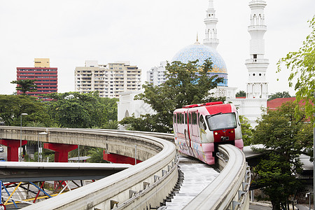 高架铁路马来西亚吉隆坡的单轨列车背景