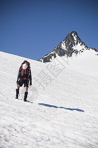 美国华盛顿北卡斯德公园Shuksan山上攀登硫化冰川的人图片