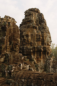 雕刻面孔拜顿寺吴哥瓦综合体暹粒柬埔寨图片