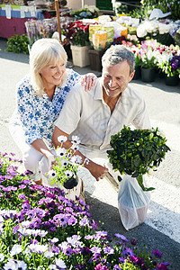 在市场上采购鲜花的夫妇图片