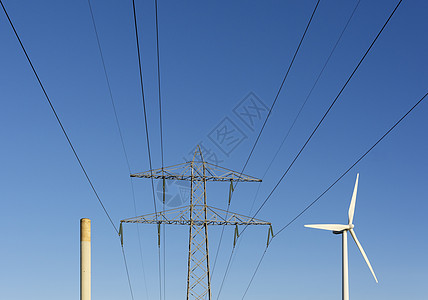燃煤发电站和现代风力涡轮机图片