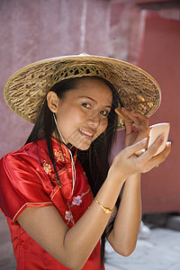 北京穿服装化妆的女人肖像图片