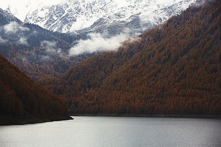 意大利南蒂罗尔州瓦塞纳莱斯山和湖泊图片