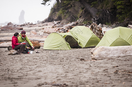 美国华盛顿公园第二海滩露营者背景图片