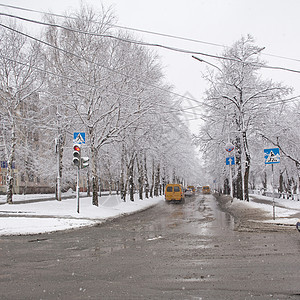 冬季被雪覆盖的街道马路图片