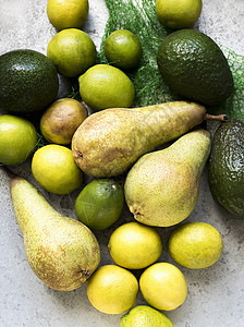 黄色和绿彩水果的覆盖视图图片