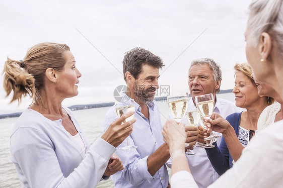 一群朋友举酒杯庆祝图片