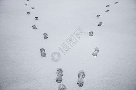 雪地景观中的脚印图片