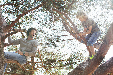 父亲和儿子爬树图片