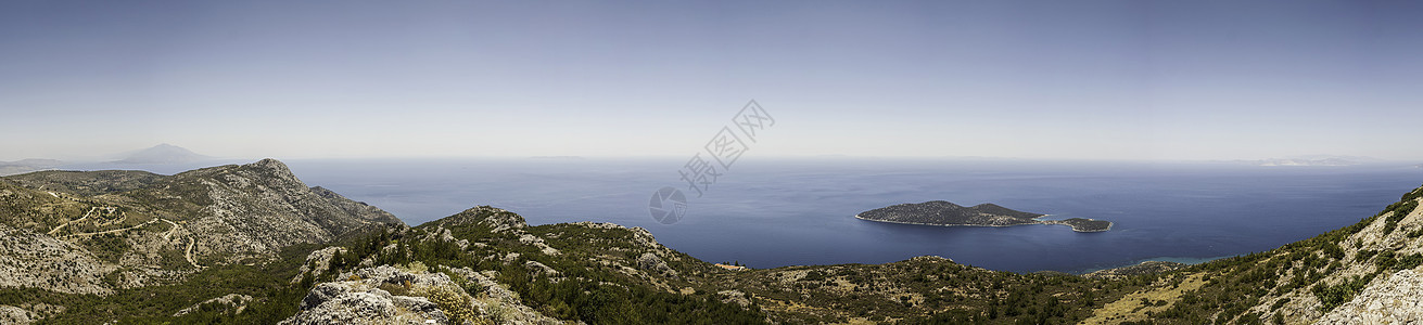 萨莫斯南端全景希腊萨莫斯帕贡达斯萨米奥普拉岛全景图片