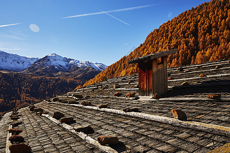 意大利南蒂罗尔州的房屋屋顶图片