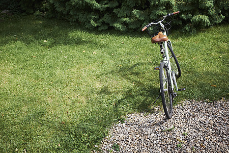 停在草坪上的自行车图片