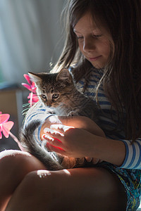 女童养小猫图片