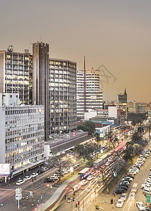 内罗毕市中心现代建筑日落内罗毕地区肯尼亚非洲图片