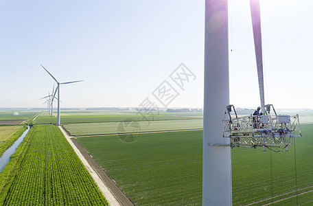 荷兰弗列沃Bitdinghuizen风力涡轮机叶片维修工作图片