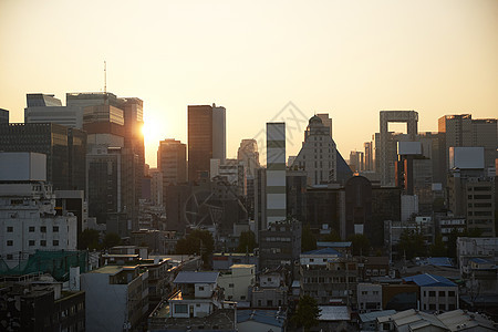 南韩首尔日落时市风景图片