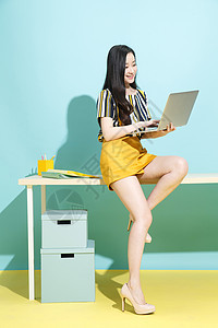 青年商务女士使用笔记本电脑图片