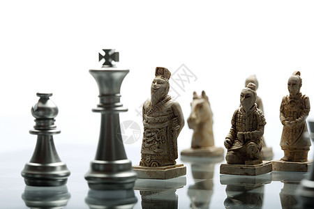 寓意中欧在国际象棋下的对弈图片