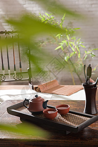 紫砂壶陶瓦器茶具背景图片