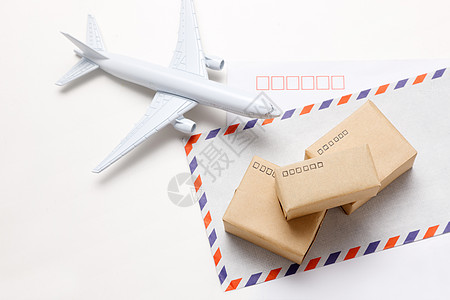 包装盒模型便利航空货运背景