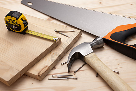 装修设备用品工具与木板图片