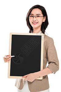 热情青年女教师拿着黑板图片