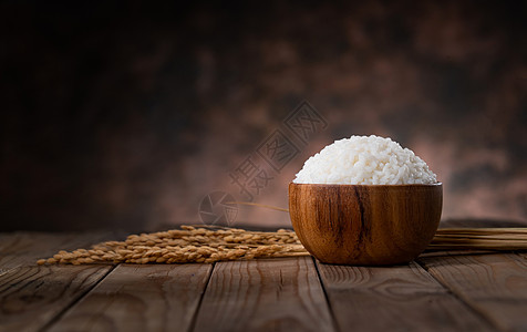 饮食丰收一碗米饭和水稻图片