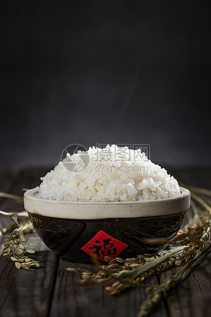 亚洲水稻传统文化一碗热气腾腾的米饭图片