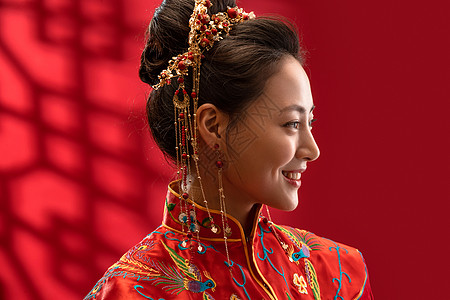 唐装刺绣传统文化漂亮的中式新娘图片