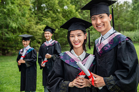 责任文化青年人户外穿着学士服的大学生们背景