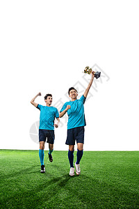 竞争欣喜若狂奖杯足球运动员欢呼获奖图片